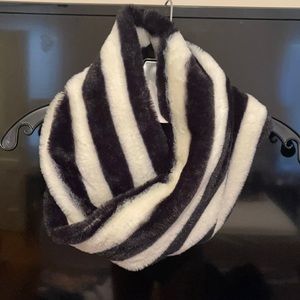 Soft faux fur zebra infinity scarf